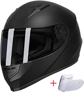 GLX Unisex-Adult GX11 Compact Lightweight Full Face Motorcycle Street Bike Helmet with Extra Tinted Visor DOT Approved (Matte Black, Medium)